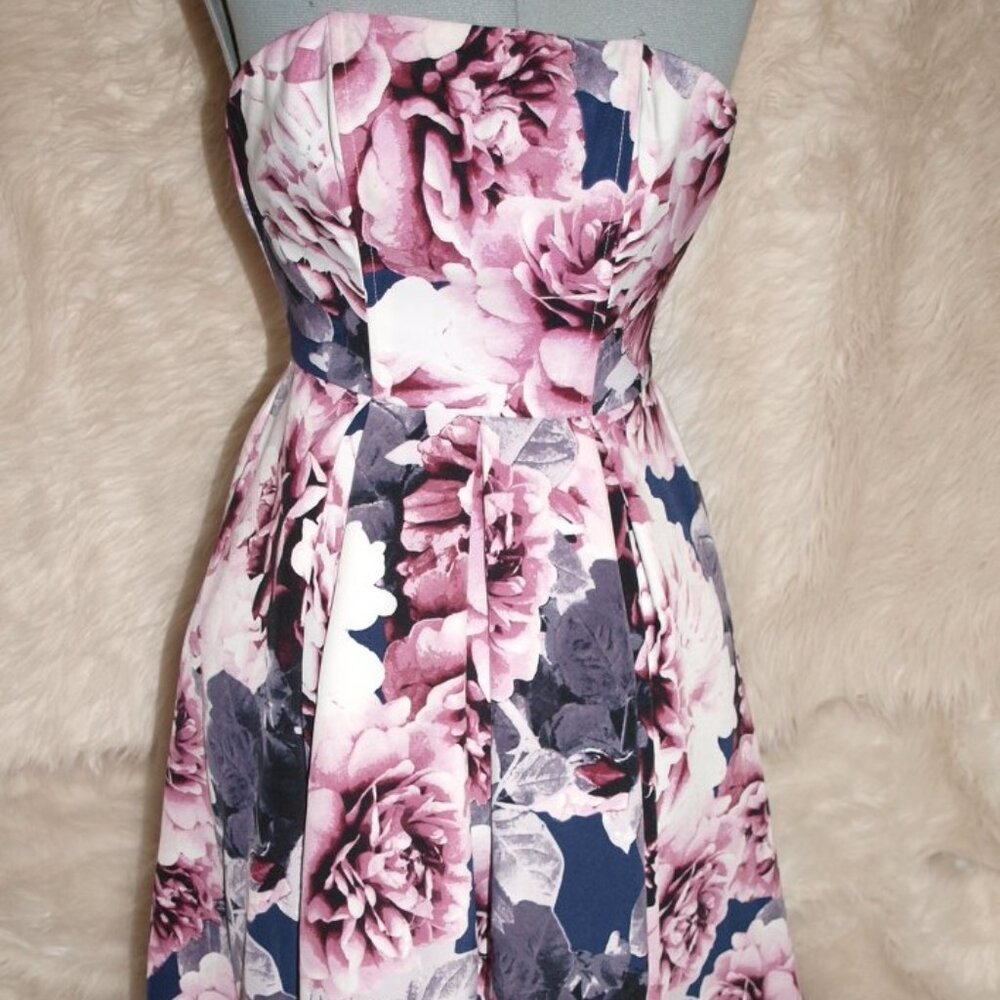 Strapless Floral DRESS Size 9 BY SPEECHLESS High-low USED FOR PHOTO SHOOT